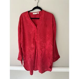 Vintage Victoria's Secret Women's Red Gown, Nightshirt Gold Label 90s Size L